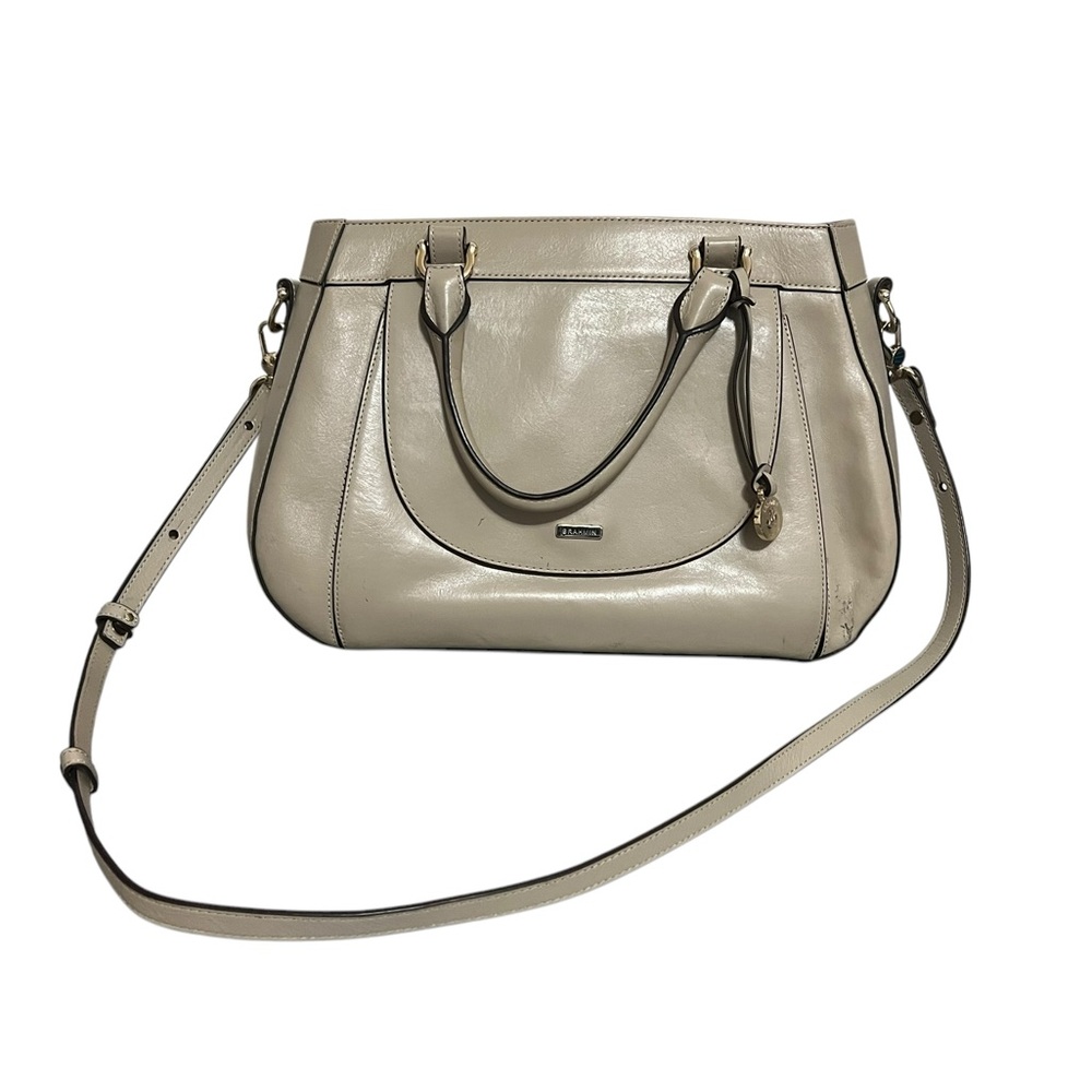 Brahmin Raelynn Satchel Sand Leather Beige gray bag K1